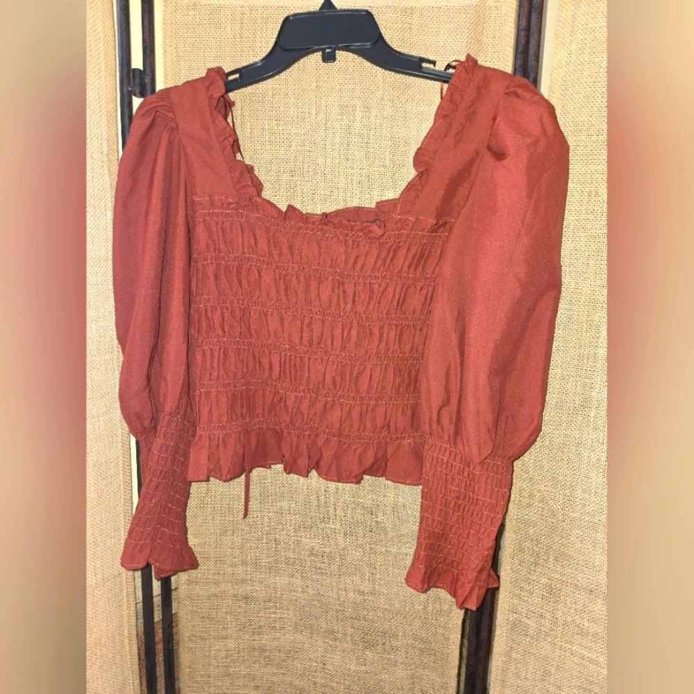 NWOT Women's Milk & Honey Rust Smocked Top Size Large - Picture 1 of 11